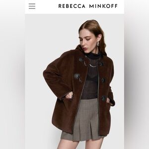 Rebecca Minkoff Chocolate Brown Shearling Toggle Jacket - NWT Retail $268